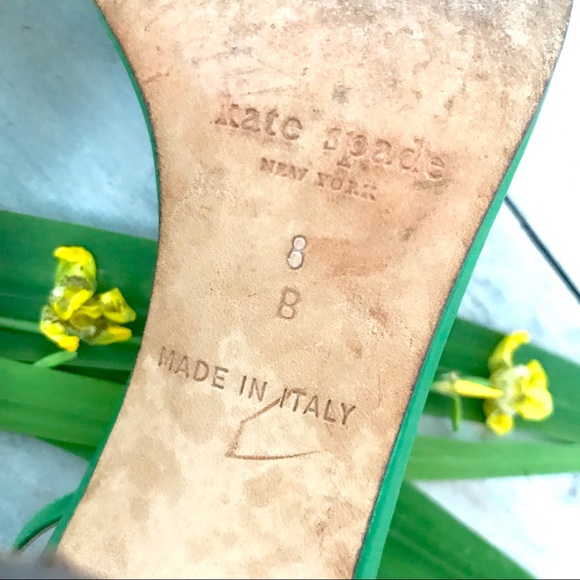 SOLD. Kate Spade Apple Green Strappy Leather Heels - Picture 6 of 6